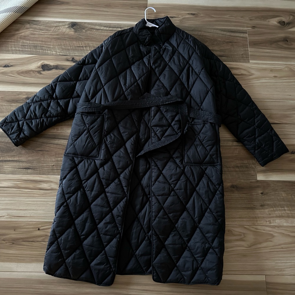 Intentionally Blank winter jacket puffer trench robe jacket - one size